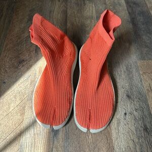 Vibrant Orange Tabi Knit Sneakers